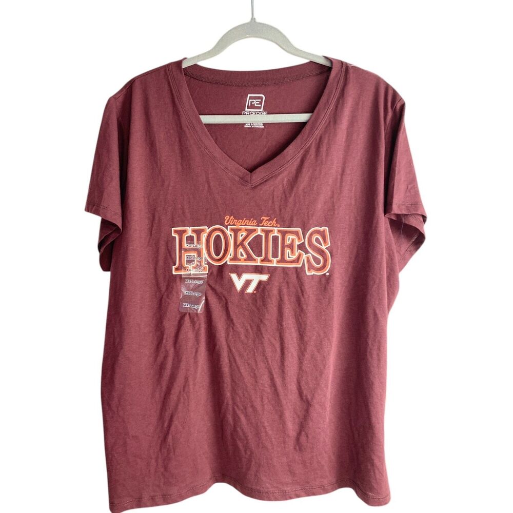 Virginia Tech Hokies Womens XXL T-Shirt V-Neck Maroon Burgundy NCAA Fan Gear NWT